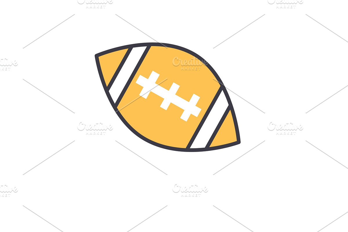 American football ball flat line illustration, concept vector isolated icon  in Objects - product preview 8