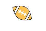 American football ball flat line illustration, concept vector isolated icon 