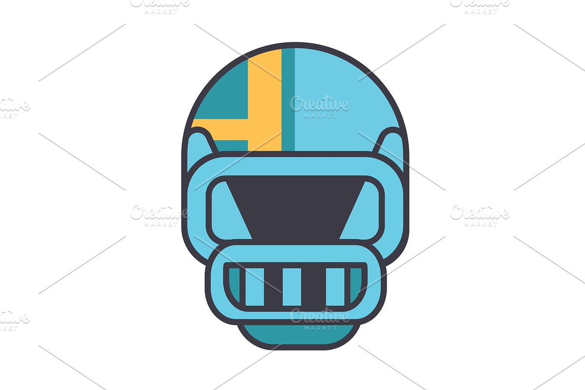 American football helmet flat line illustration, concept vector isolated icon  in Objects - product preview 8