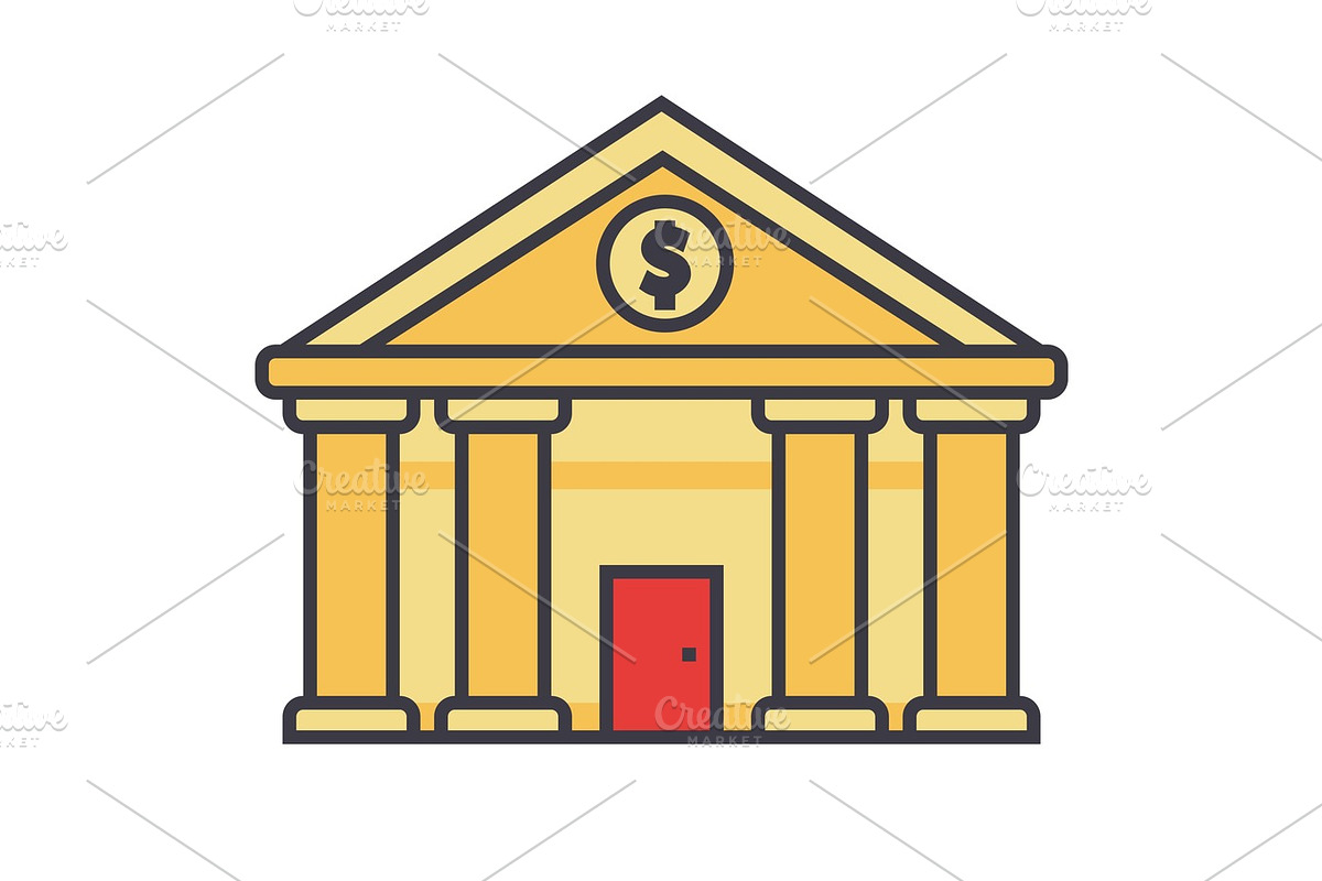 Bank, court of justice flat line illustration, concept vector isolated icon  in Illustrations - product preview 8