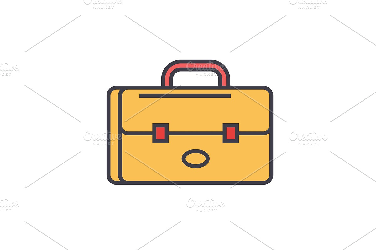Suitcase, portfolio flat line illustration, concept vector isolated icon  in Objects - product preview 8