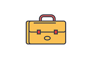 Suitcase, portfolio flat line illustration, concept vector isolated icon 