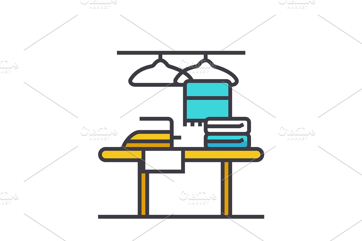 Cleaning service flat line illustration, concept vector isolated icon  in Objects - product preview 8