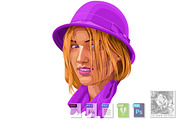 Portrait of a girl in violet hat 