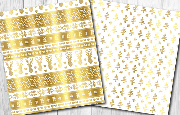 Gold foil Nordic Fairisle patterns in Patterns - product preview 1