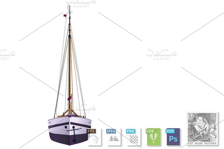 Yacht. front view in Illustrations - product preview 8