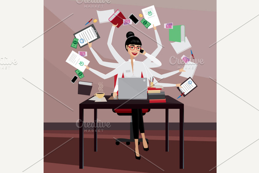 Busy business woman in Illustrations - product preview 8