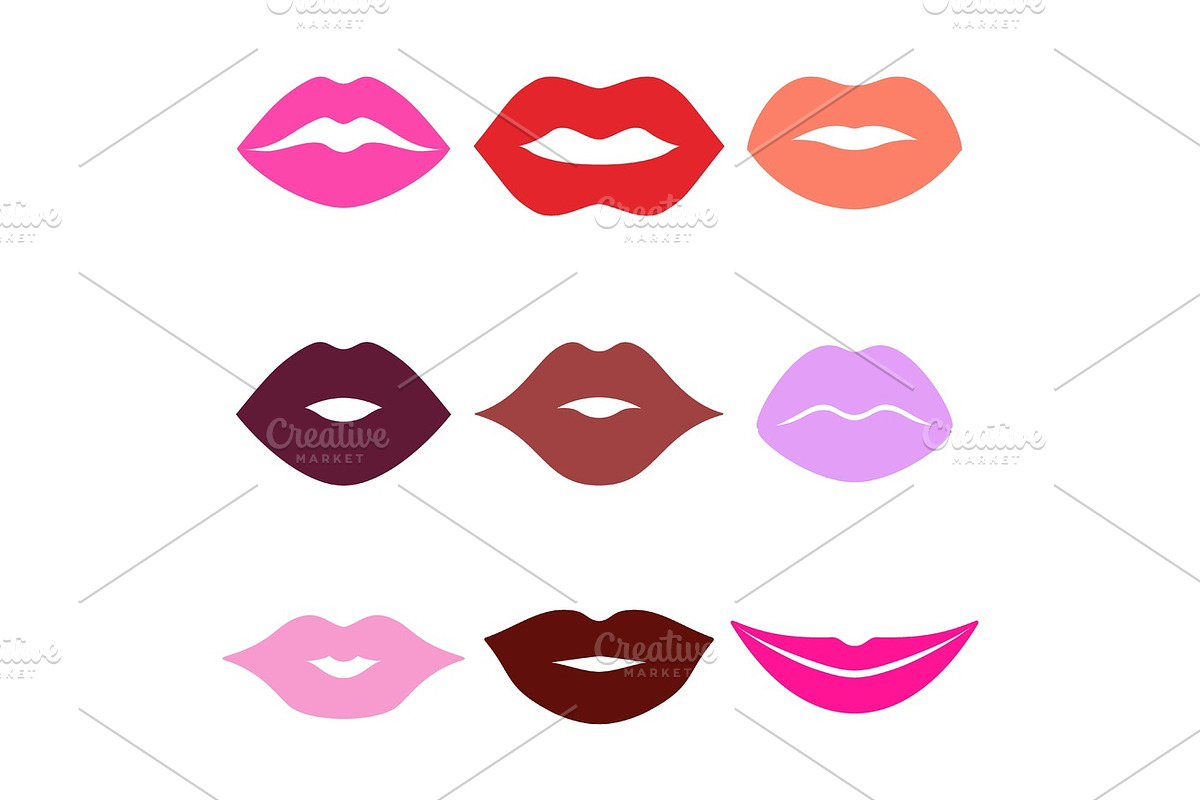 Lips vector set in Objects - product preview 8