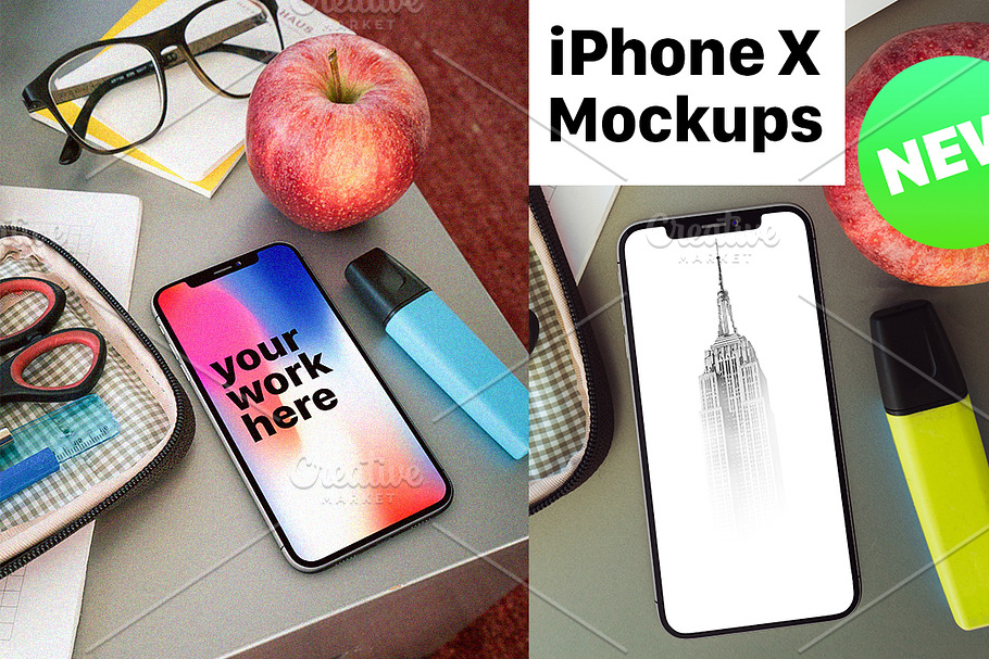 iPhone X Desk Mockup Pack  in Presentation Templates - product preview 8