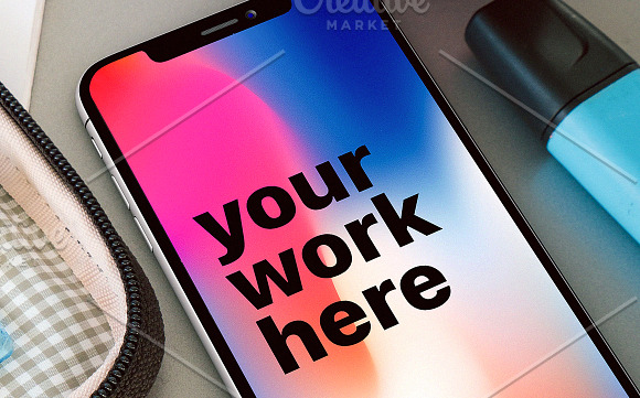 iPhone X Desk Mockup Pack  in Presentation Templates - product preview 2