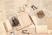 vintage accessories, letters, photo