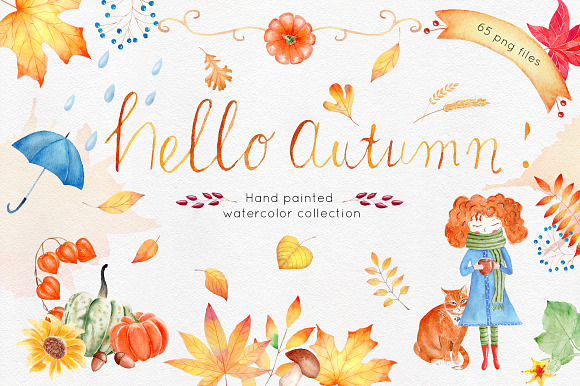 Watercolor Autumn Clipart Colection in Illustrations - product preview 3