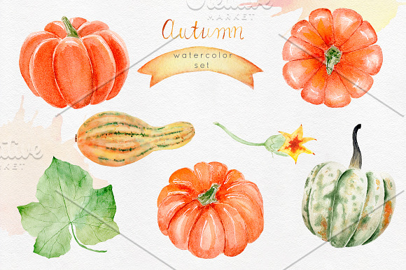 Watercolor Autumn Clipart Colection in Illustrations - product preview 6