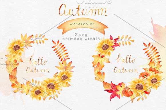 Watercolor Autumn Clipart Colection in Illustrations - product preview 7
