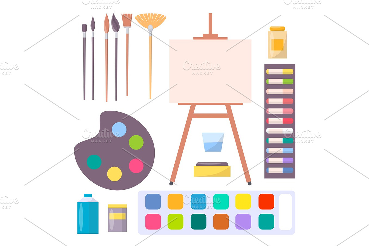 Various Art Supplies Set Isolated Illustration in Objects - product preview 8
