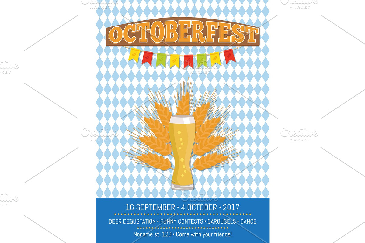 Oktoberfest Vector Illustration on Squared Pattern in Objects - product preview 8