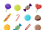 Assorted Candies Flat Icons Set
