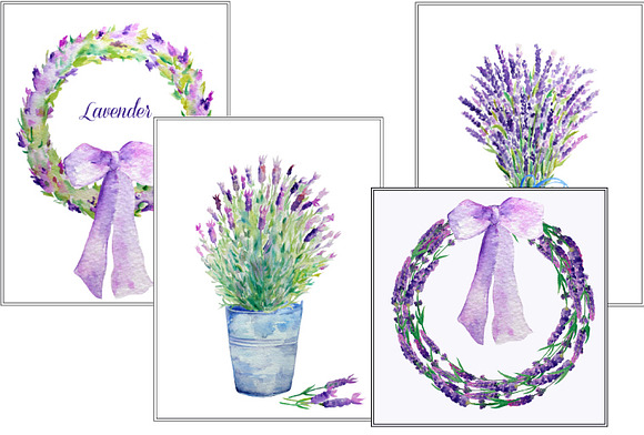 Watercolour Lavender Clip Art in Illustrations - product preview 1