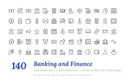 140 Banking and Finance Line Icons