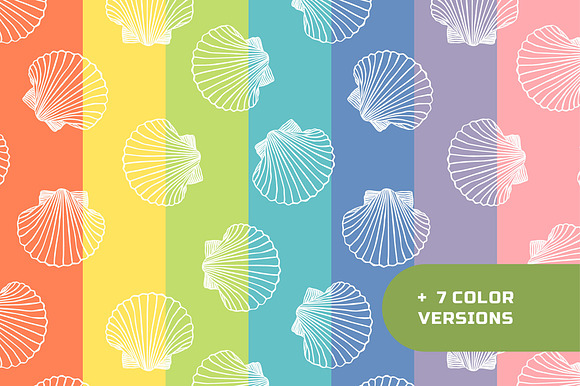 Seashells seamless pattern in Patterns - product preview 2