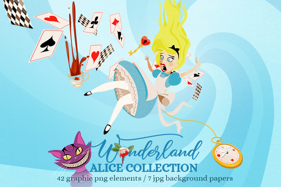 Wonderland Big Alice Clipart Set