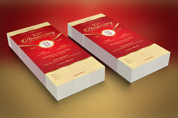 Red Gold Anniversary Gala Ticket in Card Templates - product preview 4