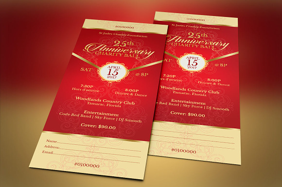Red Gold Anniversary Gala Ticket in Card Templates - product preview 5