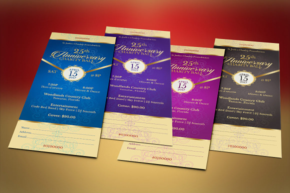 Red Gold Anniversary Gala Ticket in Card Templates - product preview 6