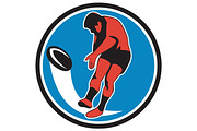 Rugby Player Kicking Ball Circle Ret