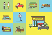 Illustration set of supermarket