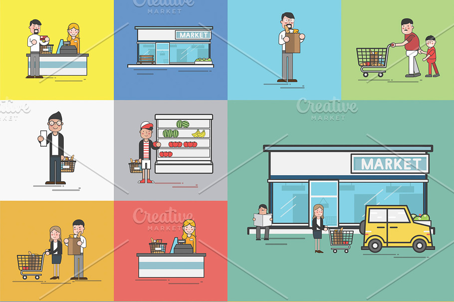 Illustration set of supermarket in Illustrations - product preview 8