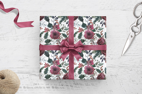 Christmas Watercolor Flowers Clipart in Illustrations - product preview 9
