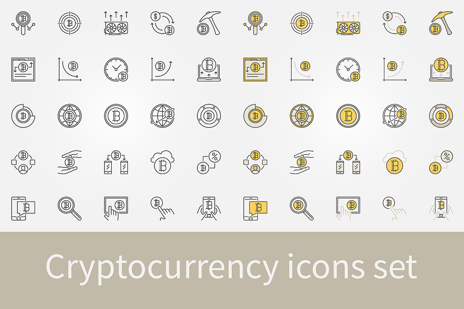Cryptocurrency icons set