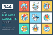 344 Flat Business Concepts Icons