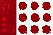 vector Wax seals red SET