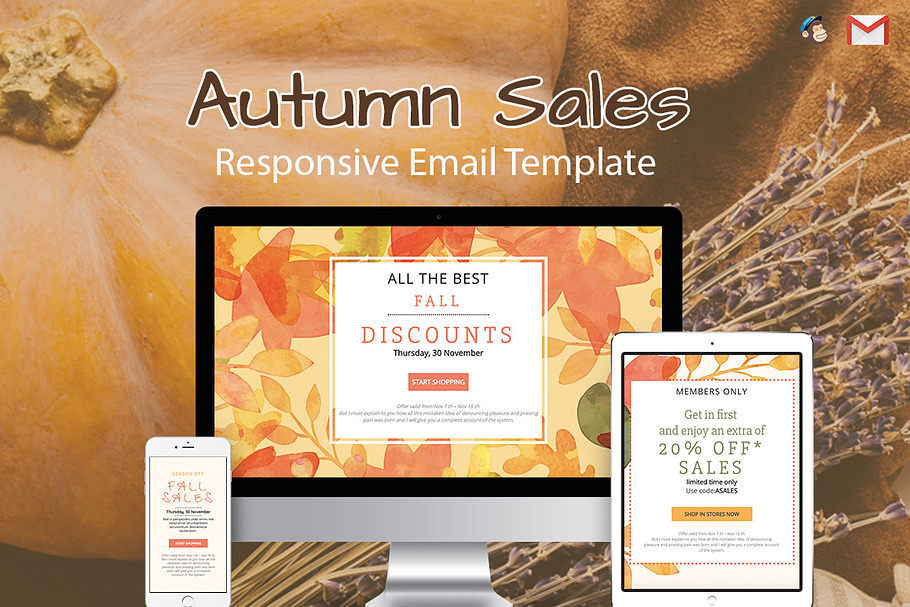 Three Autumn Sales Emails in Mailchimp Templates - product preview 8
