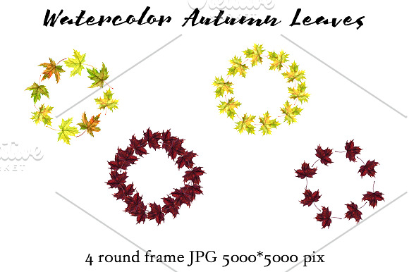 Watercolor Autumn Leaves in Illustrations - product preview 3