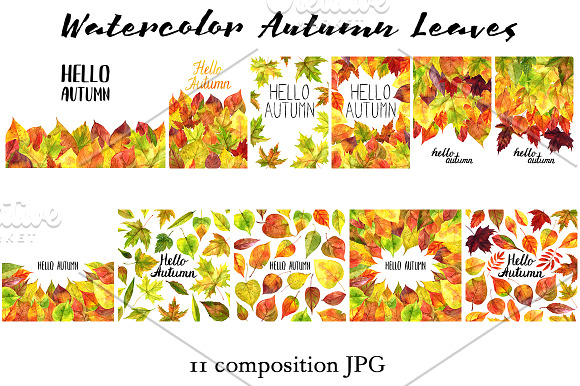 Watercolor Autumn Leaves in Illustrations - product preview 4