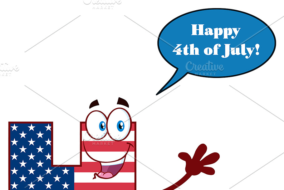 Number Four In American Flag in Illustrations - product preview 8