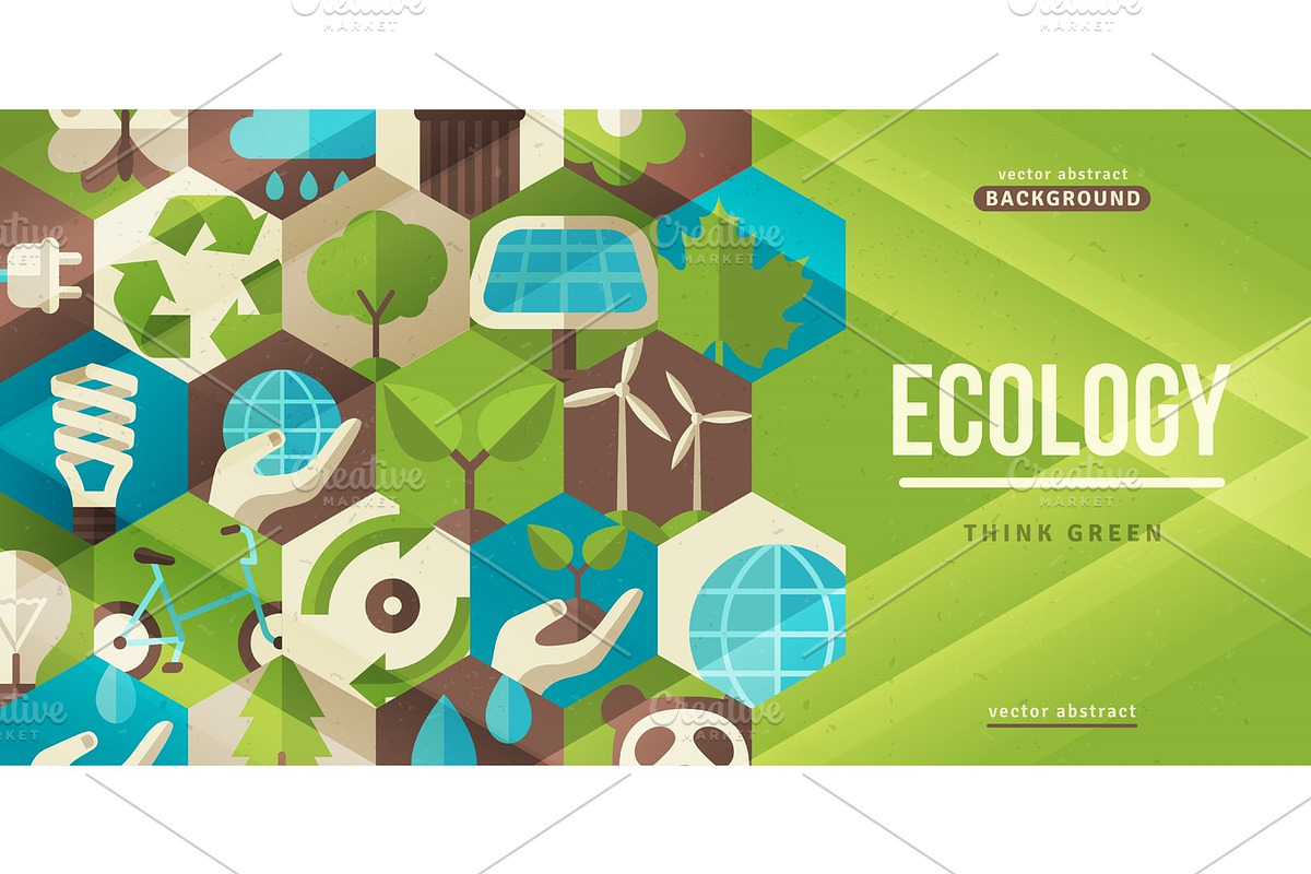 Ecology concept horizontal banner in Illustrations - product preview 8