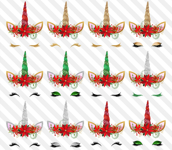 Christmas Unicorn Faces and Horns in Illustrations - product preview 1
