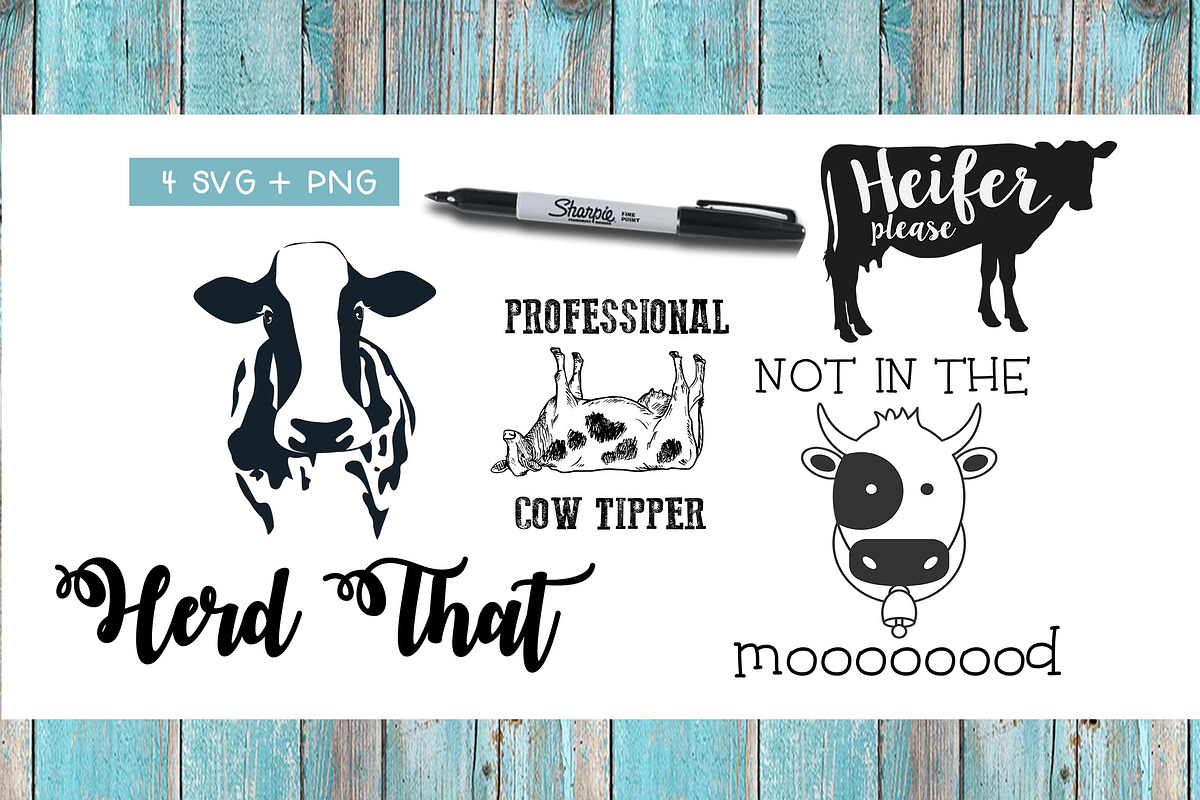 SVG & PNG Cow Quotes in Illustrations - product preview 8