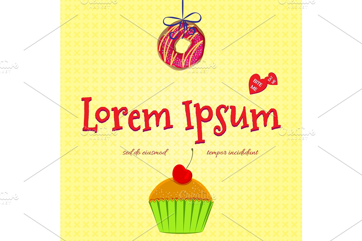 Creative doughnut and muffin vector bakery or cafe banner in Illustrations - product preview 8
