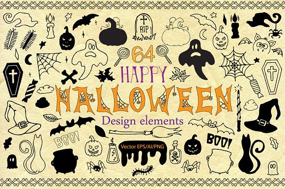 Halloween Doodle Vector clipart in Illustrations - product preview 1
