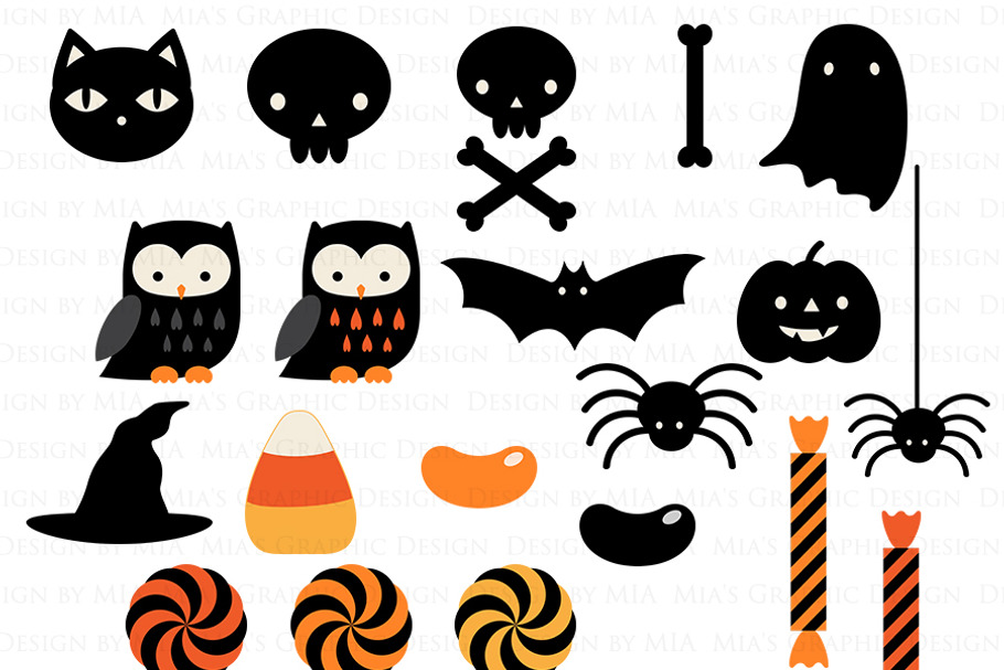 Halloween Clipart+Pattern set