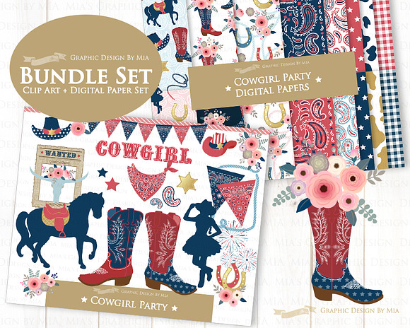 Cowgirl Red, White, Blue in Illustrations - product preview 8