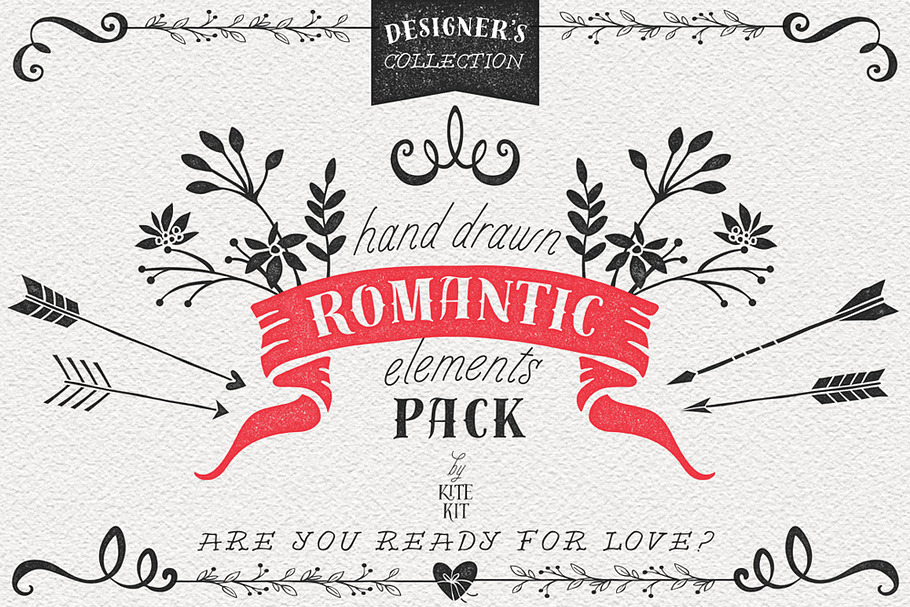 Hand Drawn Romantic Decoration Pack in Illustrations - product preview 8