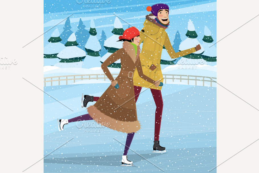 Couple on private ice rink