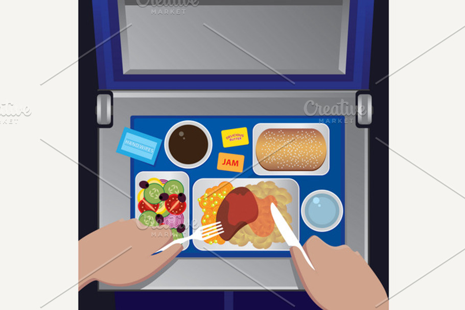 Dinner on the plane from first view in Illustrations - product preview 8
