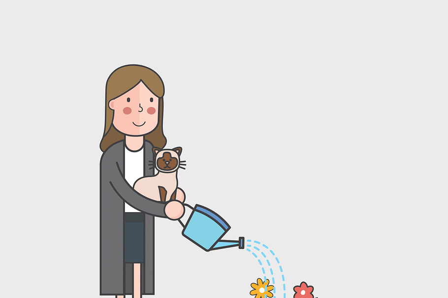 Illustration of woman watering plant in Illustrations - product preview 8